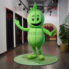 Green Grape mascot costume character dressed with a Yoga Pants and Foot pads