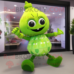 Green Grape mascot costume character dressed with a Yoga Pants and Foot pads