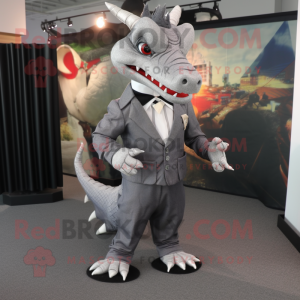 Gray Dragon maskot kostume...