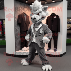 Gray Dragon maskot kostume...