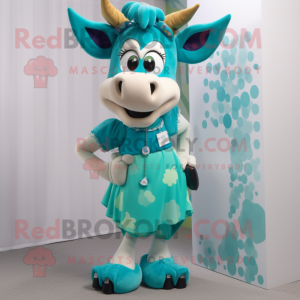 Teal Jersey Cow mascotte...