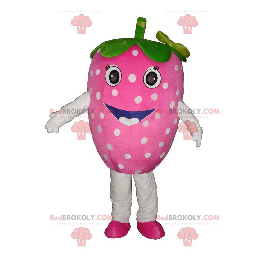 Strawberry mascot coquettish. Strawberry costume -