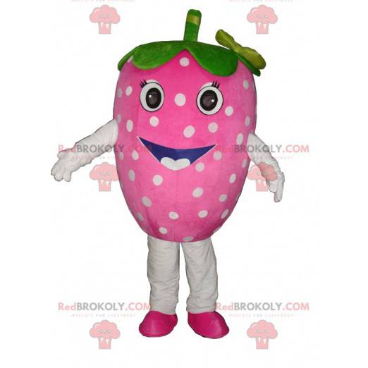 Strawberry mascot coquettish. Strawberry costume -