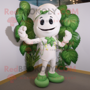 White Beanstalk mascot costume character dressed with a Polo Tee and Necklaces
