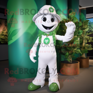 White Beanstalk mascot costume character dressed with a Polo Tee and Necklaces