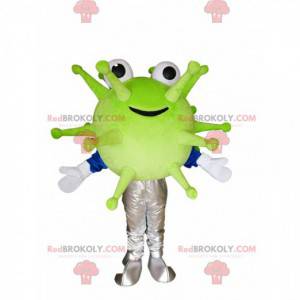 Smilende grøn virus maskot. Virus kostume - Redbrokoly.com