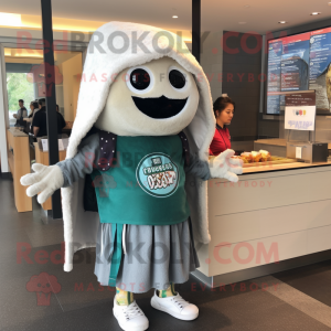 nan Tacos mascot costume character dressed with a Sweatshirt and Earrings