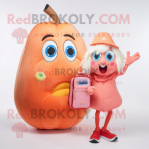 Peach Phone mascot costume character dressed with a Jeggings and Handbags