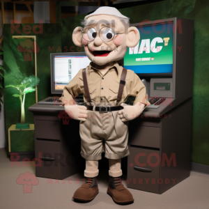 nan Computer mascot costume character dressed with a Cargo Shorts and Tie pins