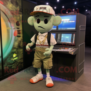 nan Computer mascot costume character dressed with a Cargo Shorts and Tie pins