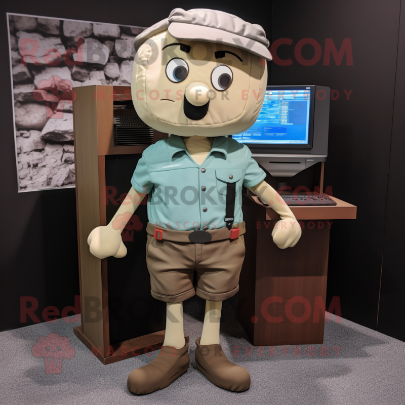 nan Computer mascot costume character dressed with a Cargo Shorts and Tie pins