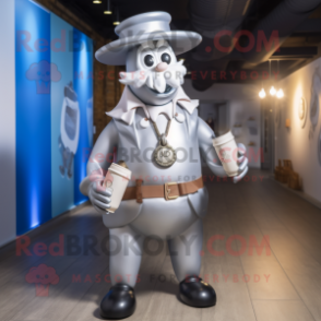 Silver Bottle Of Milk mascot costume character dressed with a Waistcoat and Keychains