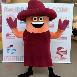 Maroon Enchiladas mascot costume character dressed with a Tank Top and Berets