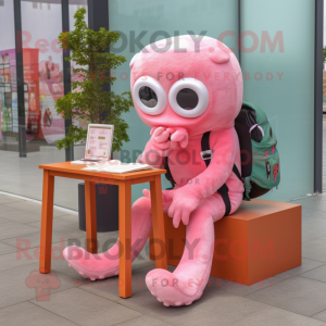 Pink Octopus maskot kostume...