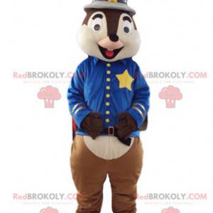 Squirrel mascot in sheriff's outfit. Squirrel costume -