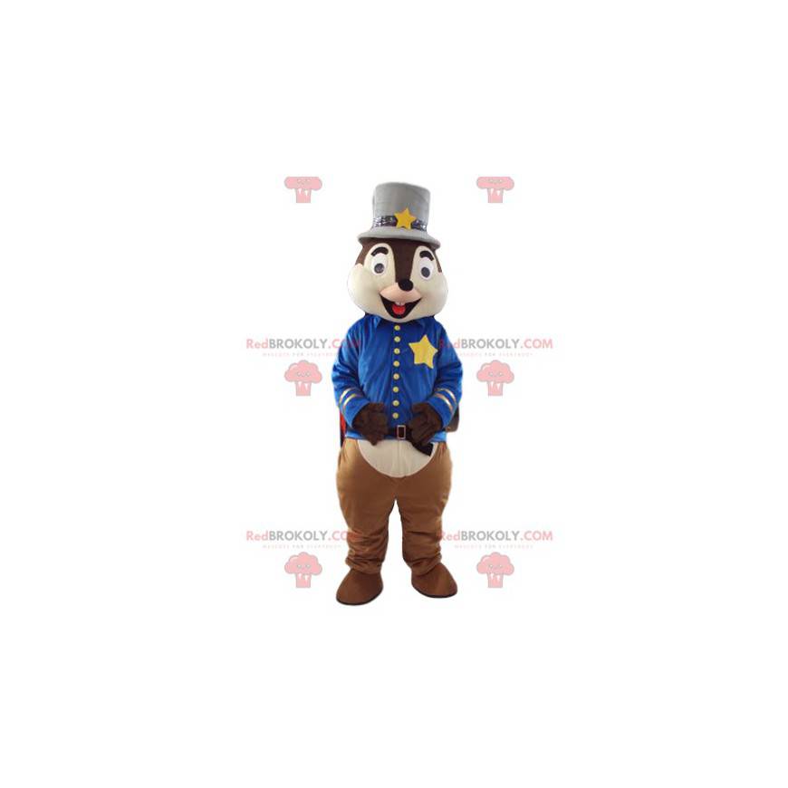 Mascota de la ardilla en traje de sheriff. Disfraz de ardilla - Mascota de la ardilla en traje de sheriff. Disfraz de ardilla -