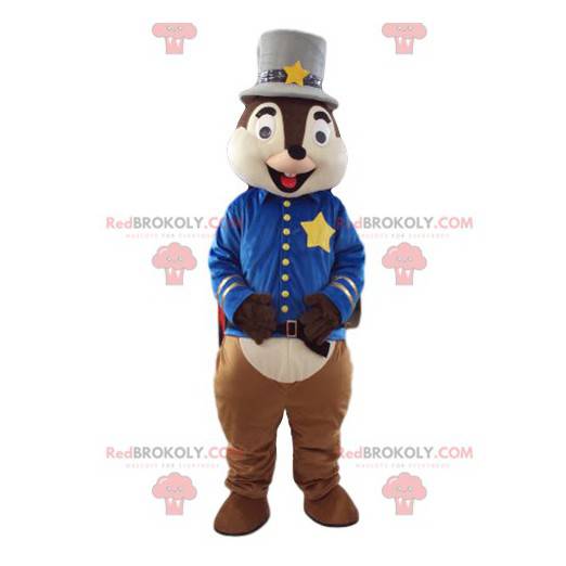 Squirrel mascot in sheriff's outfit. Squirrel costume -