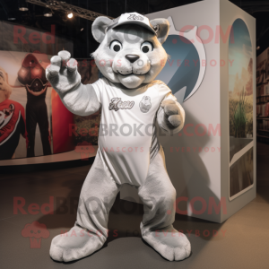 Sølv Puma maskot kostume...