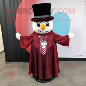 Maroon Ring Master mascot costume character dressed with a Skirt and Scarves