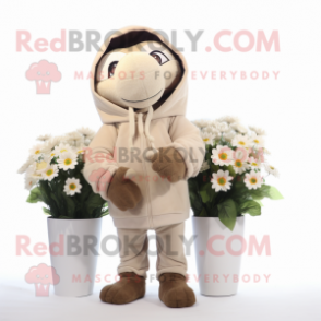 Beige Bouquet Of Flowers mascot costume character dressed with a Hoodie and Belts