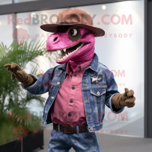 Magenta Velociraptor maskot...