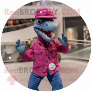 Magenta Velociraptor maskot...