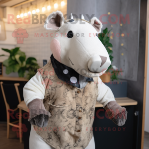 Creme Tapir maskot kostume...