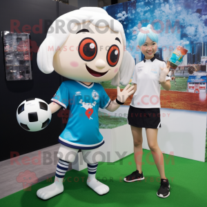 nan Soccer Goal mascot costume character dressed with a Mini Dress and Bracelets