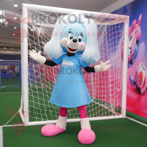 nan Soccer Goal mascot costume character dressed with a Mini Dress and Bracelets