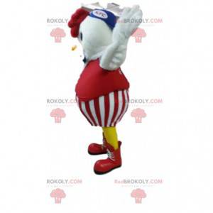 Mascotte de poulet en costume rouge. Costume de poulet -