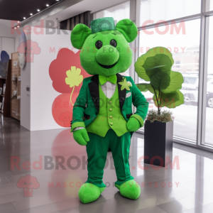 Limegrøn firkløver maskot...