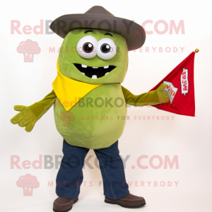 Olive Fish Tacos mascot costume character dressed with a Boyfriend Jeans and Mittens