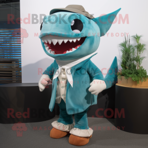 Teal Shark mascotte kostuum...