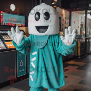 Teal Ghost mascotte kostuum...