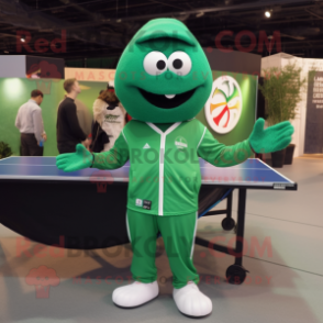 Forest Green Ping Pong Table mascot costume character dressed with a Dress Shirt and Caps