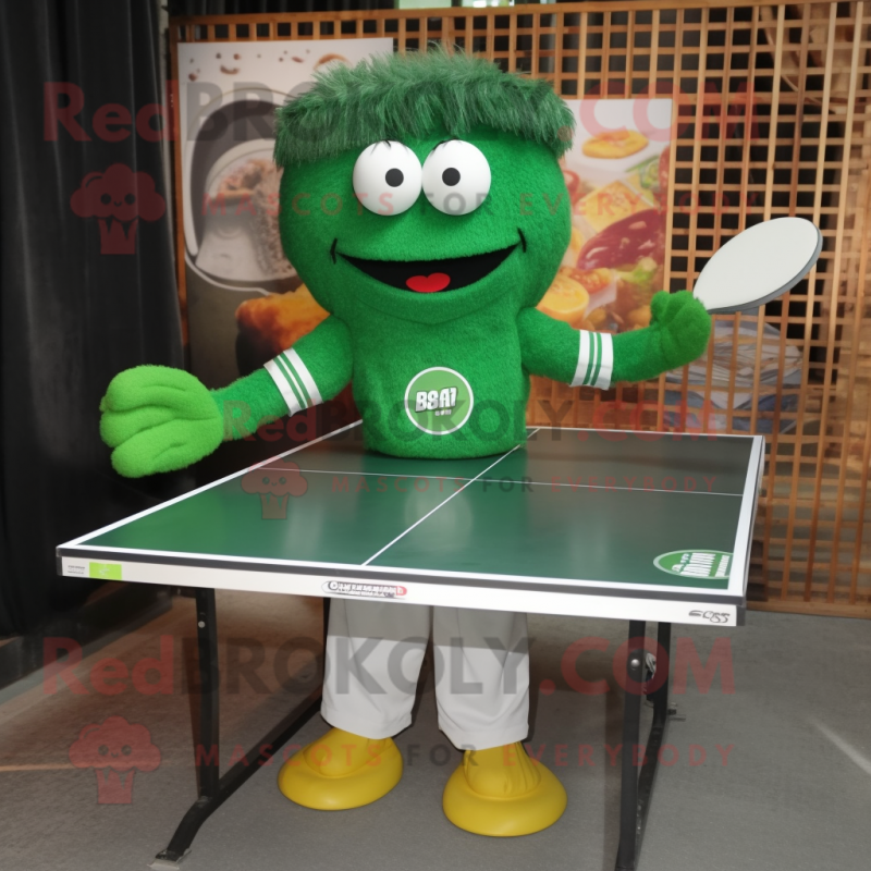 Forest Green Ping Pong Table mascot costume character dressed with a Dress Shirt and Caps Forest Green Ping Pong Table mascot costume character dressed with a Dress Shirt and Caps