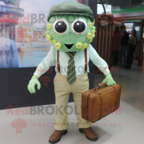 Olive Fried Calamari mascot costume character dressed with a Button-Up Shirt and Briefcases