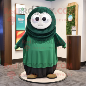 Forest Green Plate Spinner mascot costume character dressed with a Sweatshirt and Shawl pins