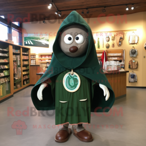 Forest Green Plate Spinner mascot costume character dressed with a Sweatshirt and Shawl pins