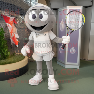 Grijs tennisracket mascotte...