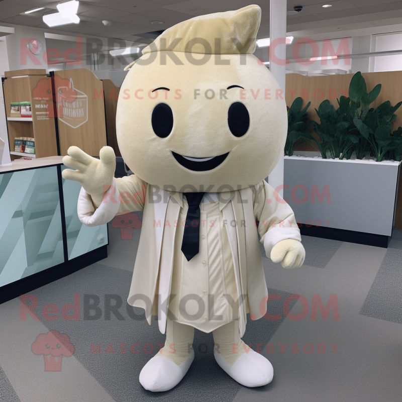 Cream Turnip mascot costume character dressed with a Dress Shirt and Wraps Cream Turnip mascot costume character dressed with a Dress Shirt and Wraps