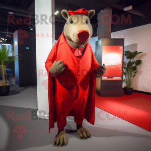 Red Tapir mascot costume character dressed with a Suit Pants and Shawls