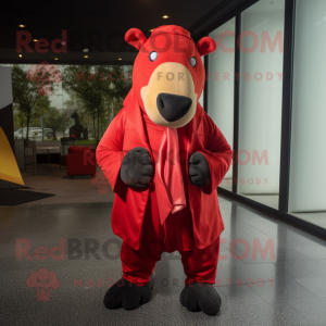 Red Tapir maskot kostume...