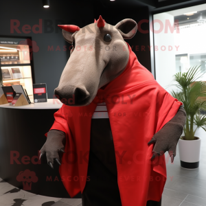 Red Tapir mascot costume character dressed with a Suit Pants and Shawls