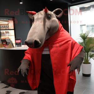 Röd Tapir maskot kostym...