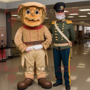 Gold Civil War Soldier mascot costume character dressed with a Corduroy Pants and Watches