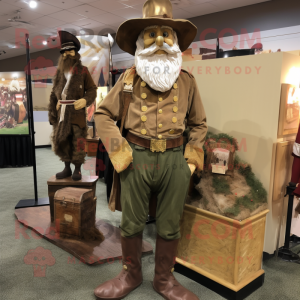 Gold Civil War Soldier mascot costume character dressed with a Corduroy Pants and Watches