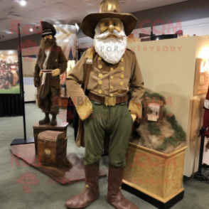 Gold Civil War Soldier mascot costume character dressed with a Corduroy Pants and Watches