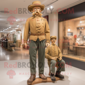 Gold Civil War Soldier mascot costume character dressed with a Corduroy Pants and Watches