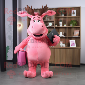 Pink Moose mascotte kostuum...